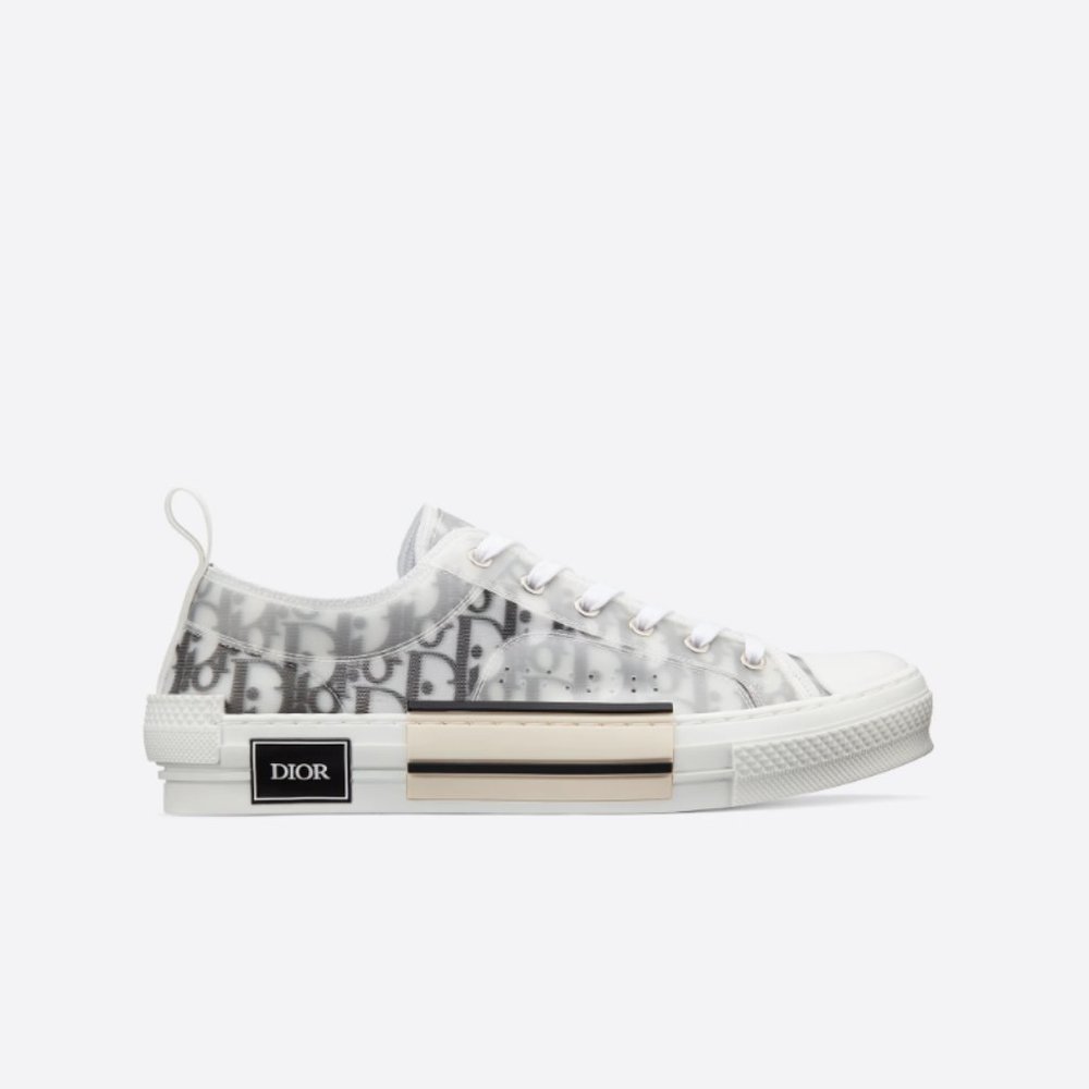 Dior Mens B23 LOW-TOP SNEAKER White and Black Oblique Canvas